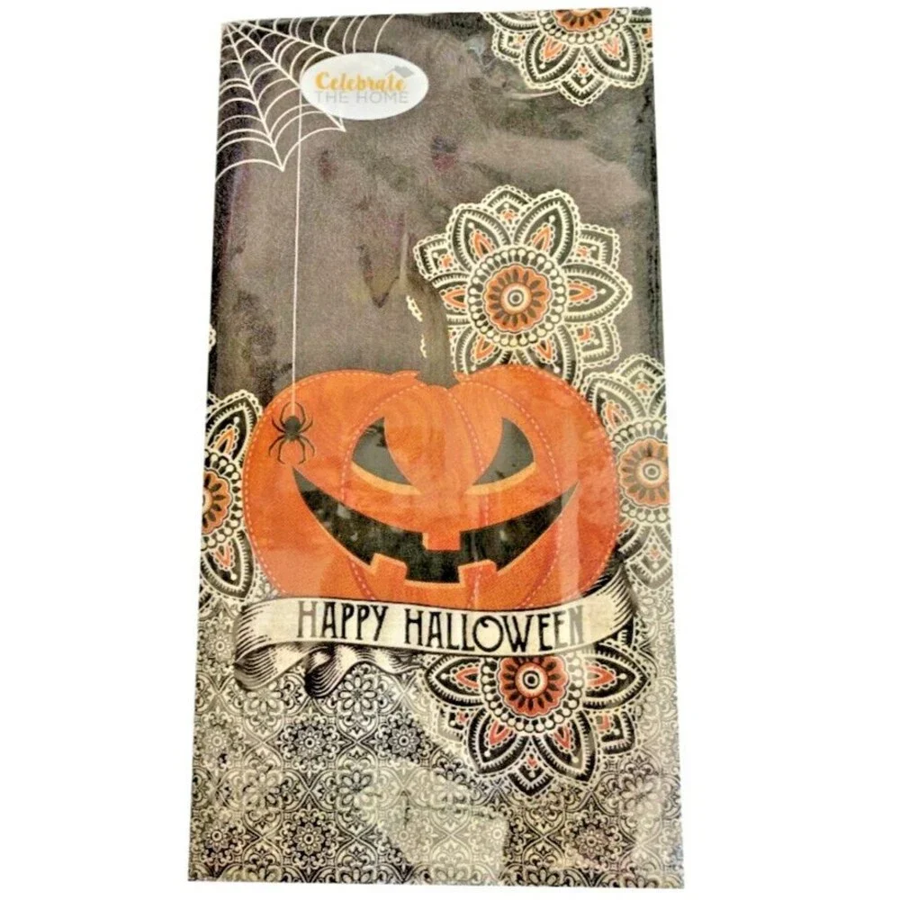 Happy Halloween Paper Dinner Napkins Pumpkin 32 Pk Hand Buffet Towels Decoupage
